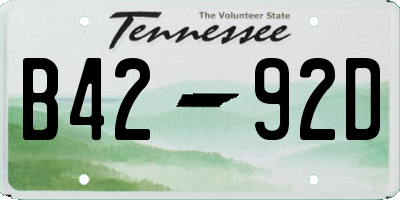 TN license plate B4292D