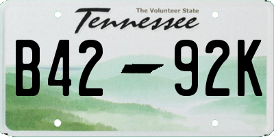 TN license plate B4292K