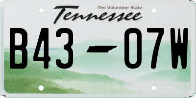 TN license plate B4307W