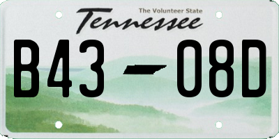 TN license plate B4308D