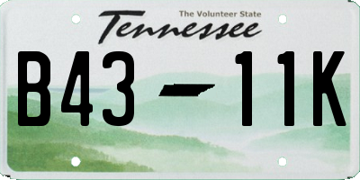 TN license plate B4311K