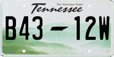 TN license plate B4312W