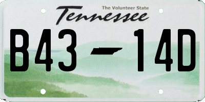 TN license plate B4314D