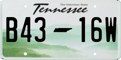 TN license plate B4316W