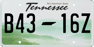 TN license plate B4316Z