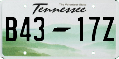 TN license plate B4317Z