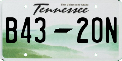 TN license plate B4320N