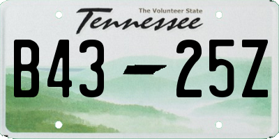 TN license plate B4325Z