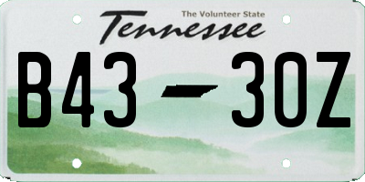 TN license plate B4330Z