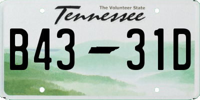 TN license plate B4331D