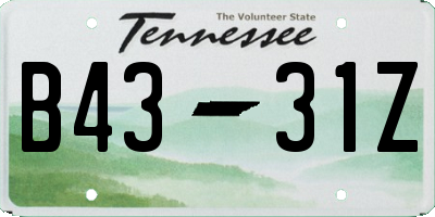 TN license plate B4331Z