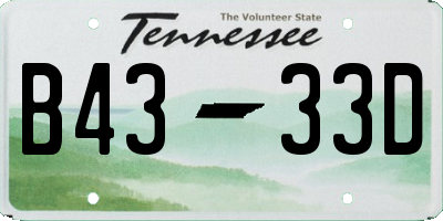 TN license plate B4333D