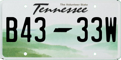 TN license plate B4333W
