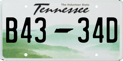 TN license plate B4334D