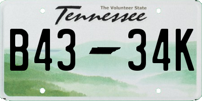 TN license plate B4334K