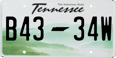 TN license plate B4334W