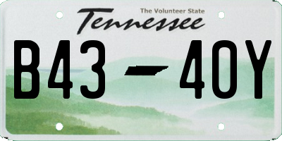 TN license plate B4340Y