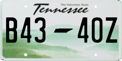 TN license plate B4340Z