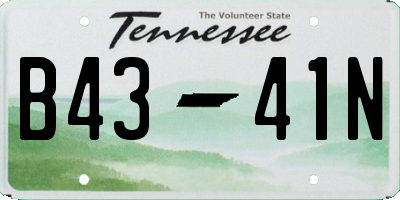 TN license plate B4341N