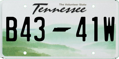 TN license plate B4341W