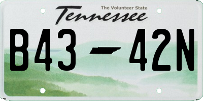 TN license plate B4342N