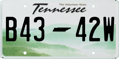 TN license plate B4342W