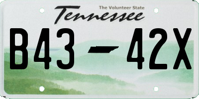 TN license plate B4342X