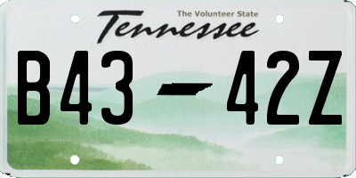 TN license plate B4342Z