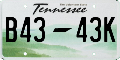 TN license plate B4343K