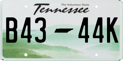 TN license plate B4344K