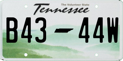 TN license plate B4344W