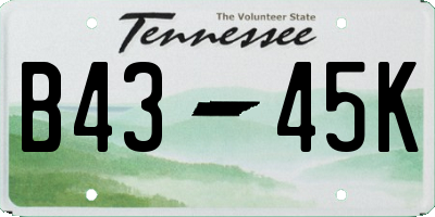 TN license plate B4345K