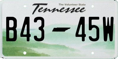 TN license plate B4345W