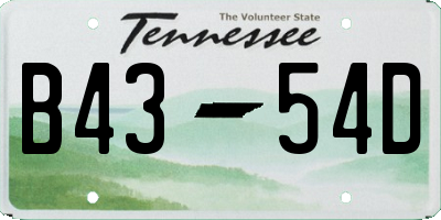 TN license plate B4354D