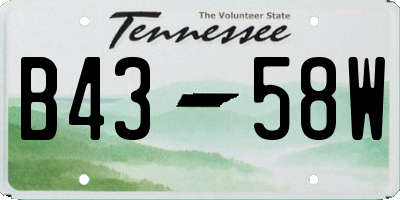 TN license plate B4358W