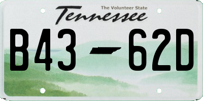 TN license plate B4362D