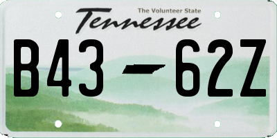 TN license plate B4362Z