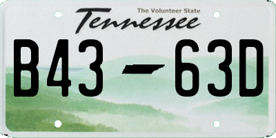 TN license plate B4363D