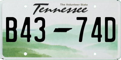 TN license plate B4374D