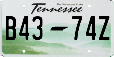 TN license plate B4374Z