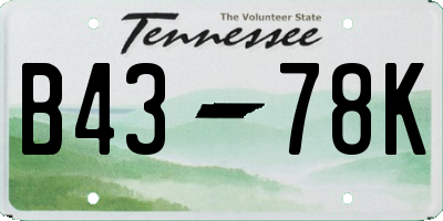TN license plate B4378K