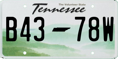 TN license plate B4378W