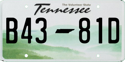 TN license plate B4381D