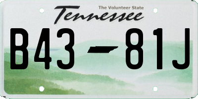 TN license plate B4381J