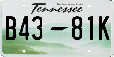TN license plate B4381K