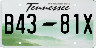 TN license plate B4381X