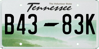 TN license plate B4383K