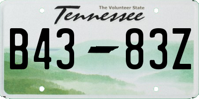 TN license plate B4383Z