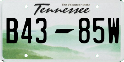 TN license plate B4385W