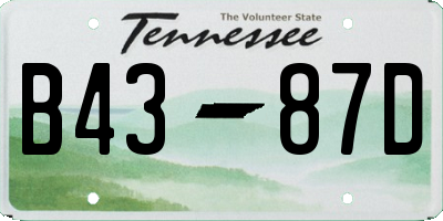 TN license plate B4387D
